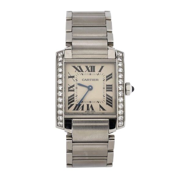 Cartier Tank Francaise Quartz Watch Stainless Steel with Diamond Bezel 25 - - Picture 1 of 5